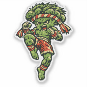 Adesivo Brócolis Muay Thai — Vintage Retro Street Fighter 