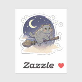 Adesivo Broomstick Brit - Halloween de gato de Shorthair b