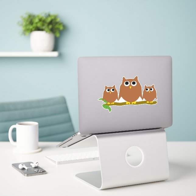 Adesivo Brown Owls Design (Laptop na mesa)