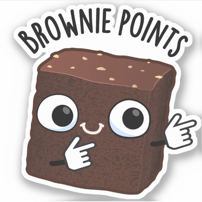 Adesivo Brownie Points Funny Snack Pun  (Frente)