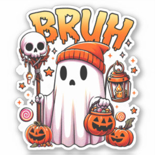 Adesivo Bruh Ghost Halloween Ghost Trick Ou Tratar