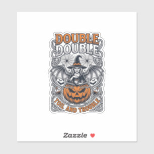 Adesivo Bruxa Abobora Teia de Aranha Halloween Dupla Pertu