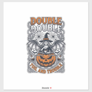 Adesivo Bruxa Abobora Teia de Aranha Halloween Dupla Pertu