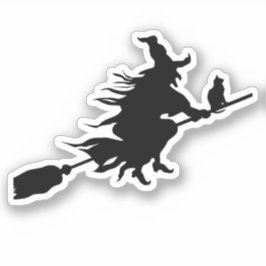 Adesivo Bruxa de Broom com a silhueta Cat