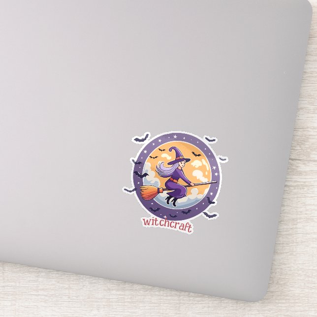 Adesivo Bruxa de Halloween redonda (Detalhe)