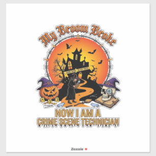 Adesivo Bruxa de Halloween Técnica de Cena de Crime Vassou