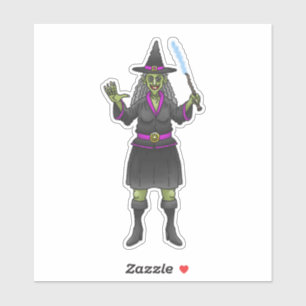 Adesivo Bruxa de Halloween Verde