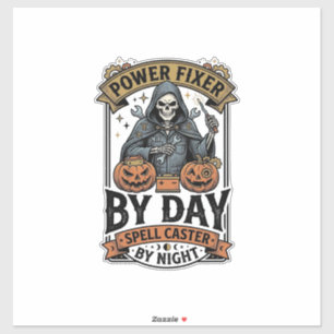 Adesivo Bruxa de Reparo de Bateria Funny Halloween Camisa 
