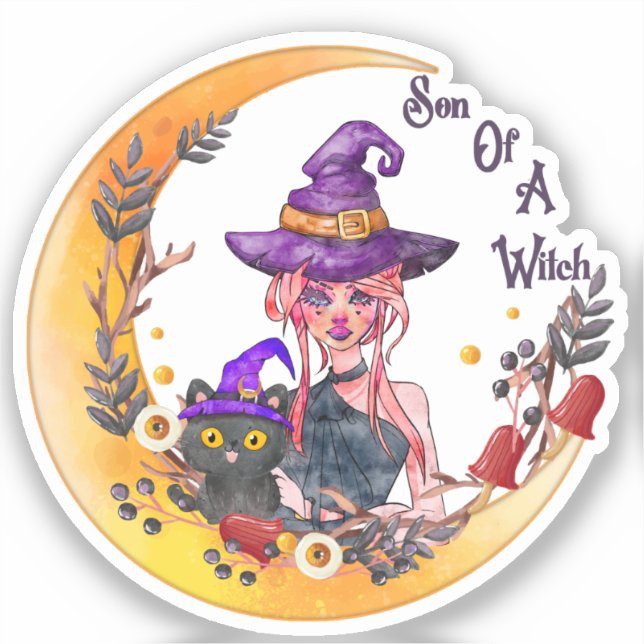 Adesivo Bruxa e Gato Negro (Frente)