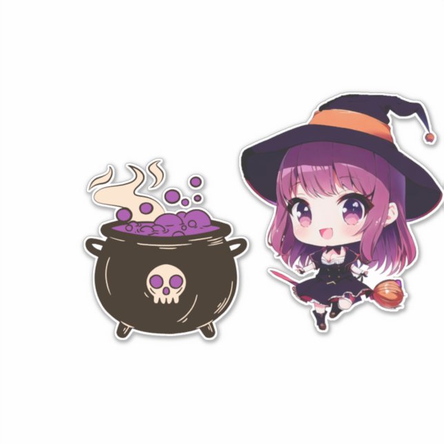 Adesivo Bruxa/Halloween/outono/outubro (Frente)