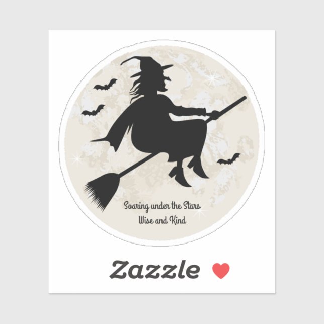 Adesivo bruxa soprando sob as estrelas (Folha)