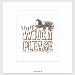 Adesivo Bruxa Vintage Por Favor Design Vetorial de Hallowe