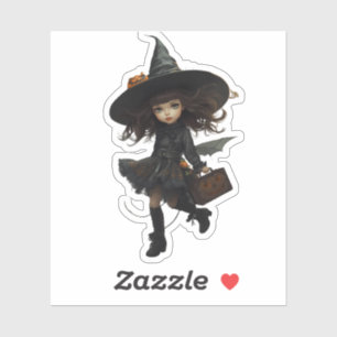 Adesivo Bruxinha Sombria Encantada – Halloween Mágico