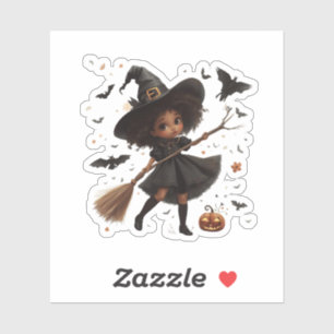 Adesivo Bruxinha Sombria Encantada – Halloween Mágico