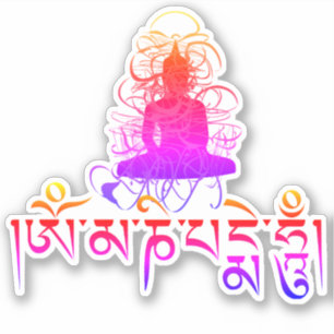 Adesivo Buda Om Mani Padme Hum Mantra Budista Colorido