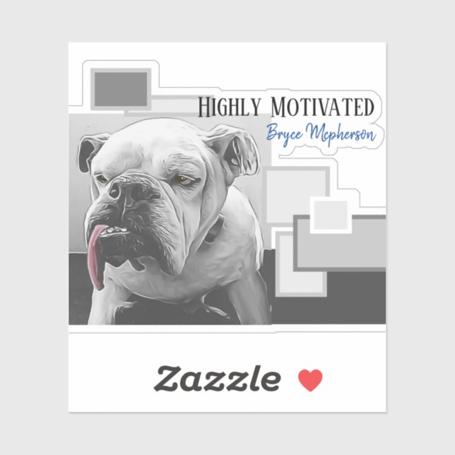 Adesivo Buldogue altamente motivado (Folha)