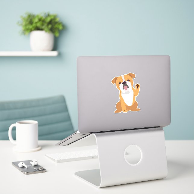 Adesivo Buldogue Animal (Laptop na mesa)