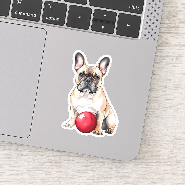 Adesivo Buldogue Francês Adorável Com Bola (Detalhe)