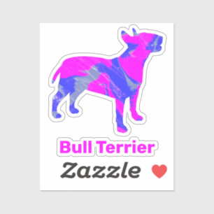 Adesivo Bull Terrier Dog Hot Pink & Blue Custom Stick