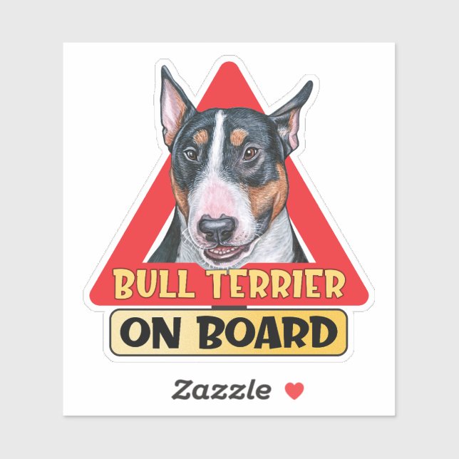 Adesivo Bull Terrier No Conselho English Dog Red Traffic S (Folha)