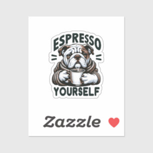Adesivo Bulldog de Espresso Quente - Café Aconchegante