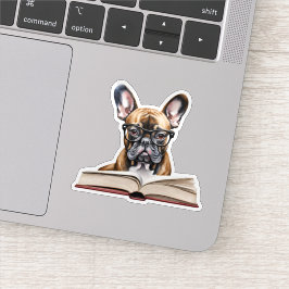 Adesivo Bulldog Francês Lendo um Livro Impermeável