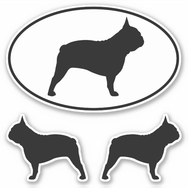 Adesivo Bulldog Francês Silhouettes Frenchie Sticker Set (Frente)