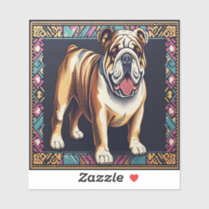 Adesivo Bulldog Realista na moda com Um Quadro Colorido
