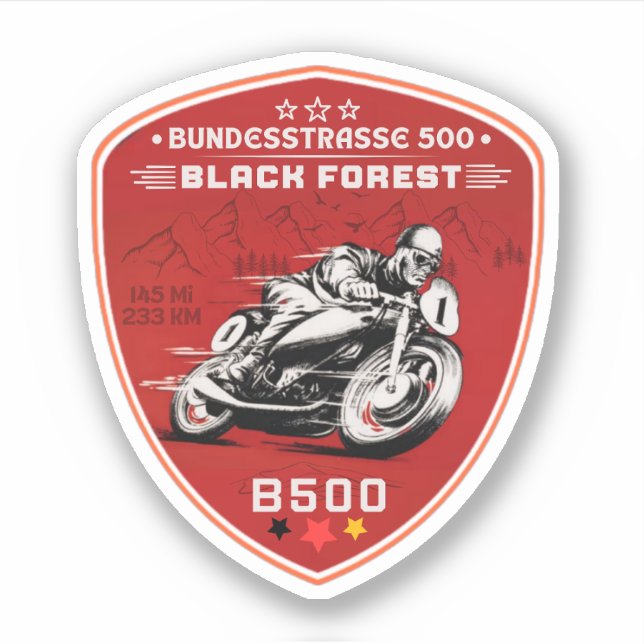 Adesivo bundesstrasse 500, Black Forest Gérman way b500 (Frente)