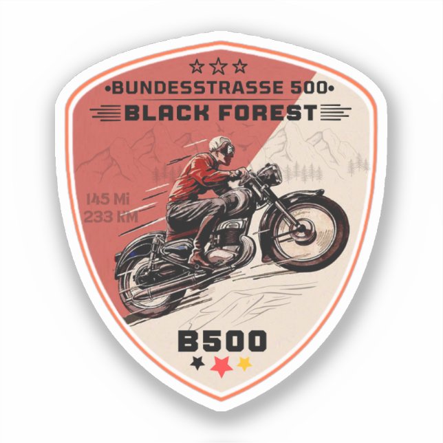 Adesivo bundesstrasse 500, Black Forest Gérman way b500 (Frente)