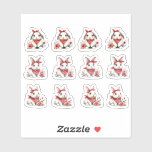 Adesivo Bunnies da Páscoa Vestindo Bandanas Vermelhas