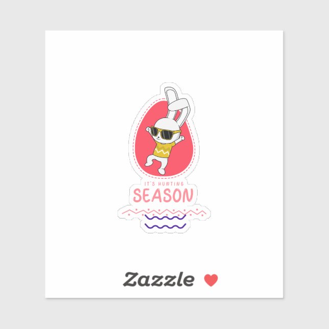 Adesivo Bunny Cartoon Cute Animal Hunting Rabbit (Folha)