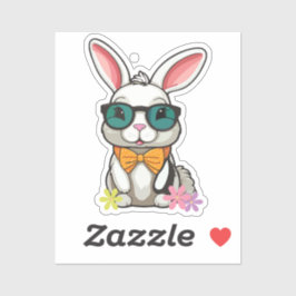 Adesivo Bunny Sticker with Bow and Flowers