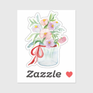 Adesivo Buquê aquoso de flores num vaso com costela