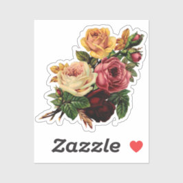 Adesivo Buquê das flores de vinheta amarela e rosa