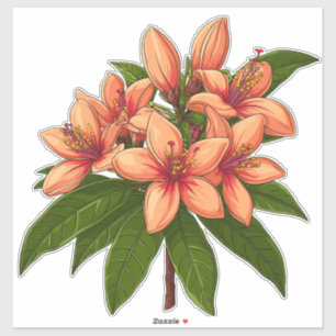 Adesivo Buquê de Hibisco Laranja Brilhante