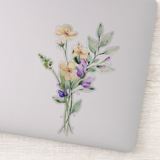 Adesivo Buquê de Posse de Flor Selvagem Pintado à Mão (Detalhe)