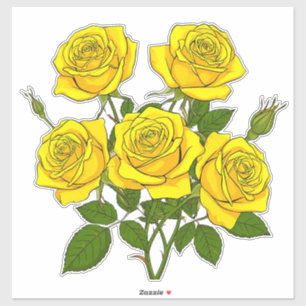 Adesivo Buquê de Rosas Amarelas Brilhantes