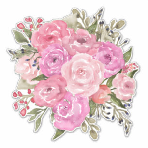 Adesivo Buquê do Estilo de Vintage da Watercolor Rosas Ro