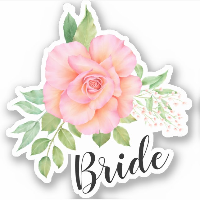 Adesivo Buquê Floral Verde Cor de Água Rosa (Frente)