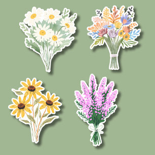 Adesivo Buquês de Flor de Aquarela