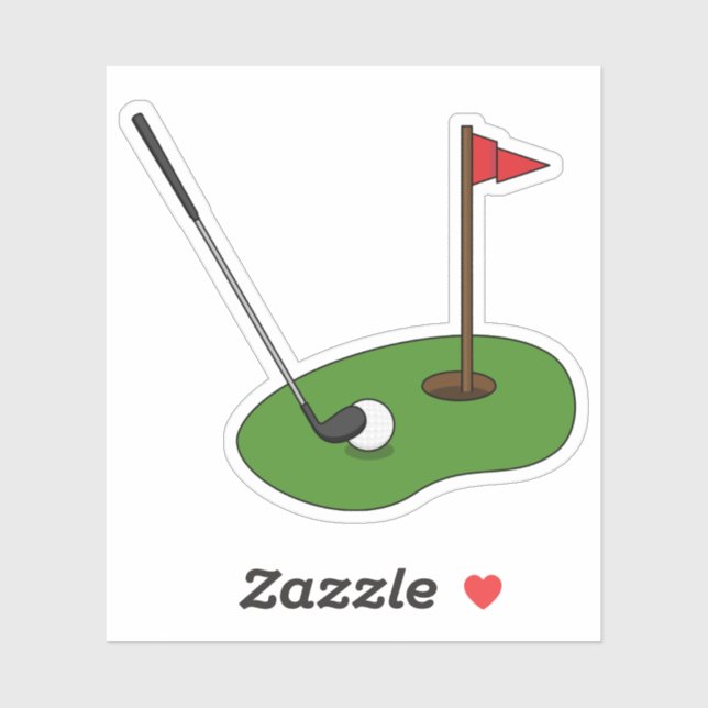 Adesivo Buraco de Curso de Golfe com Bandeira (Folha)