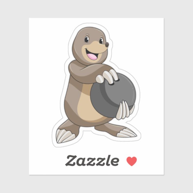 Adesivo Buraco na Boliche com Bola de boliche (Folha)