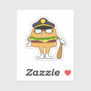 Adesivo Burger as Police officer with Police hat