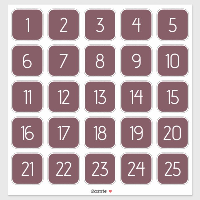 Adesivo Burgundy Customizable Square Number Stickers  (Folha)