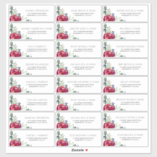 Adesivo Burgundy Red Peony Marinho Nomes de Convidado