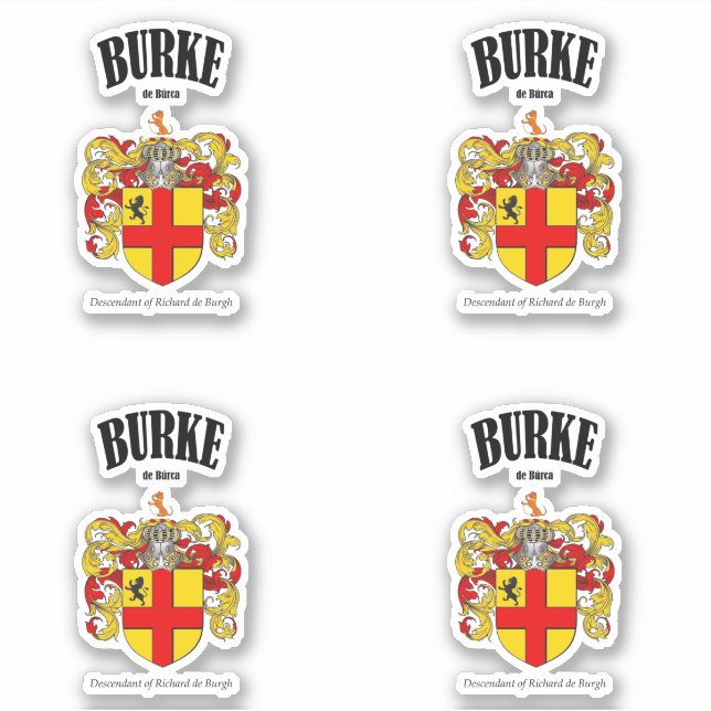 Adesivo Burke Crest Tradução e significado irlandês (x4) (Frente)
