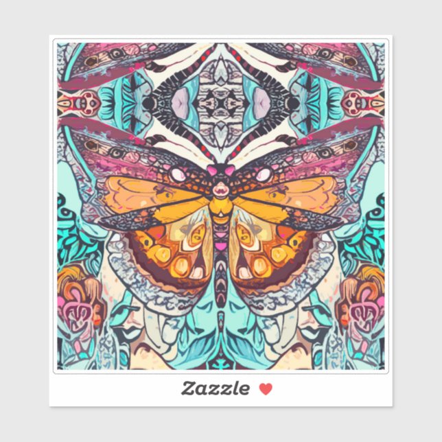 Adesivo Butterfly e Medallion Batik Padrões em Laranja (Folha)