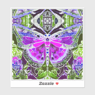 Adesivo Butterfly e Medallion Batik Patterno em Violet