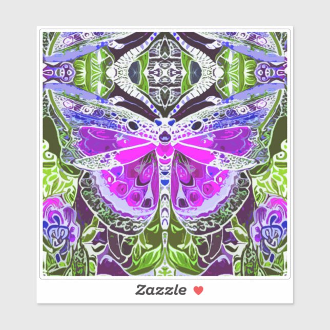 Adesivo Butterfly e Medallion Batik Patterno em Violet (Folha)